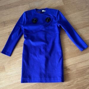 Purple Long Sleeve Shift Dress with Decorative Buttons - Vintage Balmain